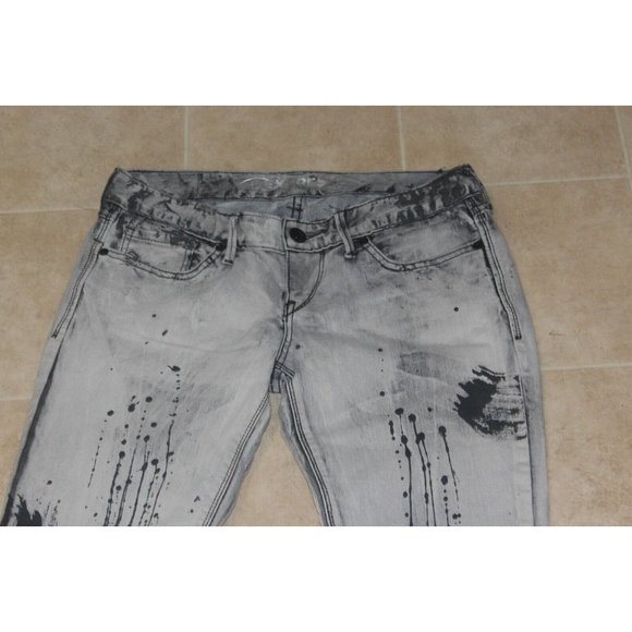Express jeans size 9 gray with black paint splatter Zelda Ultra Skinny EUC CUTE - Picture 2 of 8
